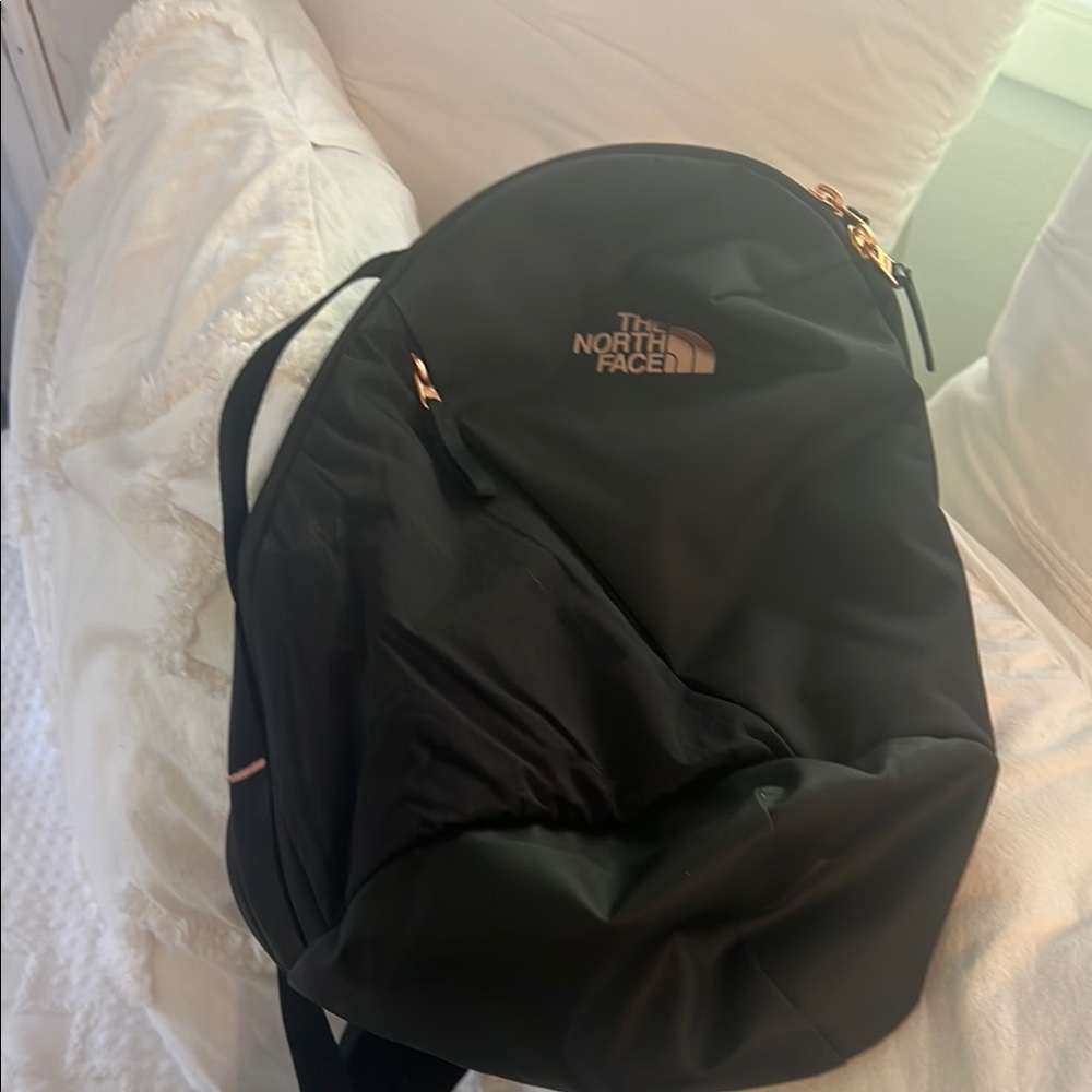 The North Face Black Backpack with Gold Accents